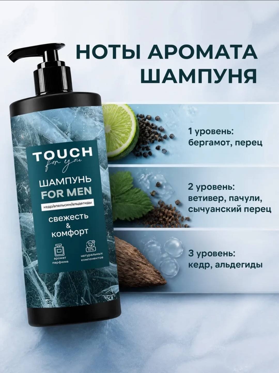 Touch for you Свежесть и Комфорт шампунь 1000 мл купить,NaN