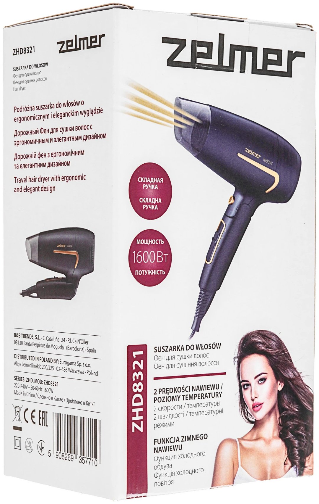 Zelmer ZHD8321 компактный фен черный купить,NaN