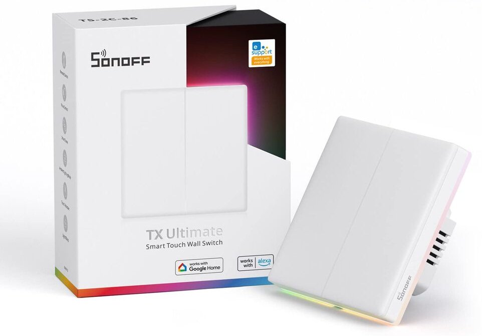Выключатель клавишный SONOFF TX ULTIMATE T5-2C-86, белый