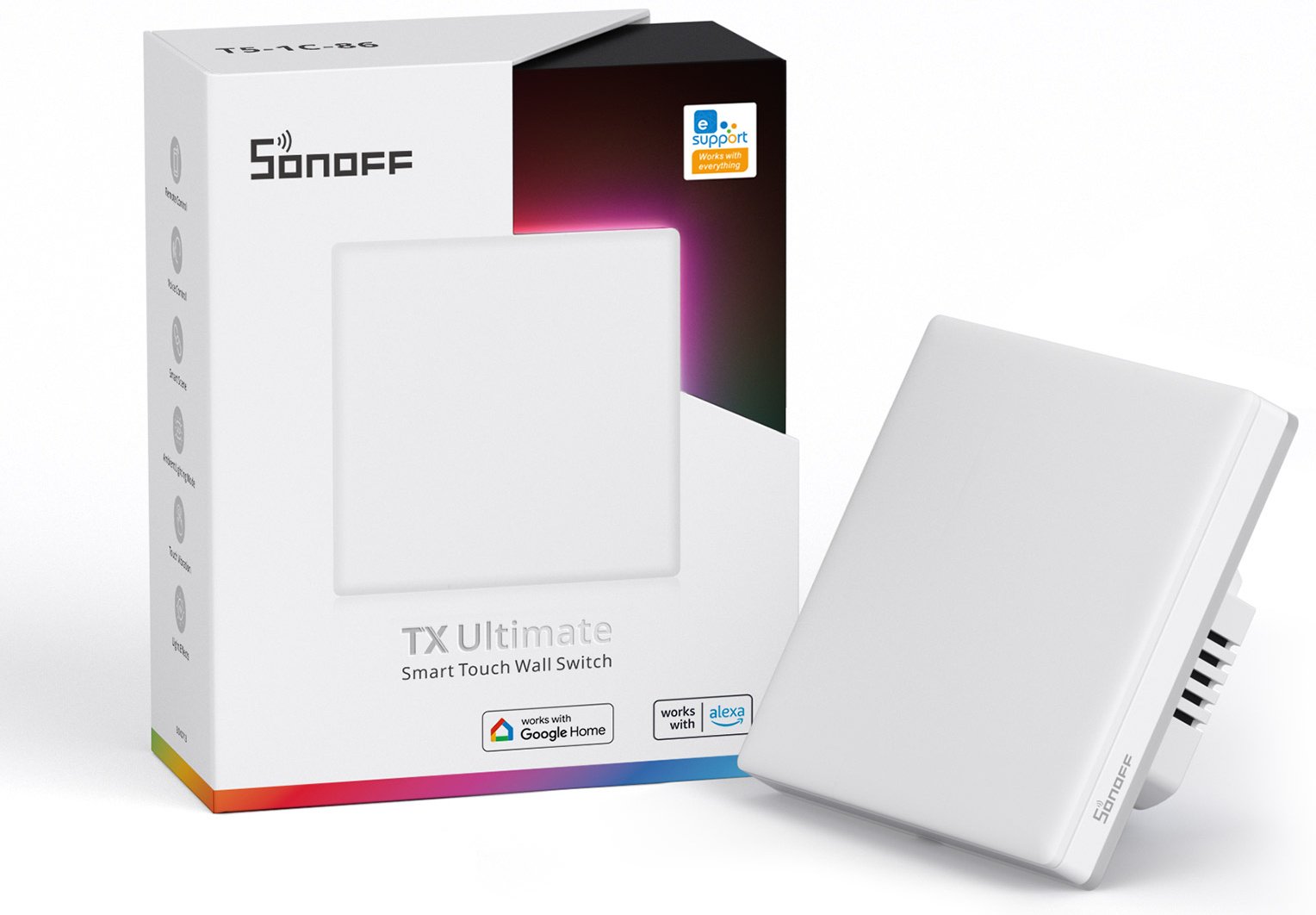 Выключатель клавишный SONOFF TX ULTIMATE T5-1C-86, белый