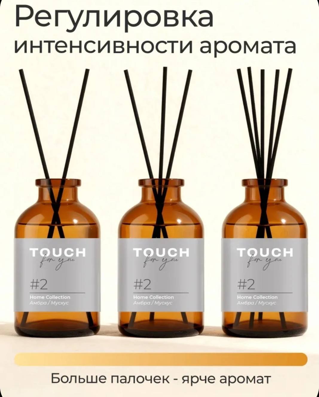 Диффузор с палочками Touch for you мускус, амбра 50 мл купить,NaN