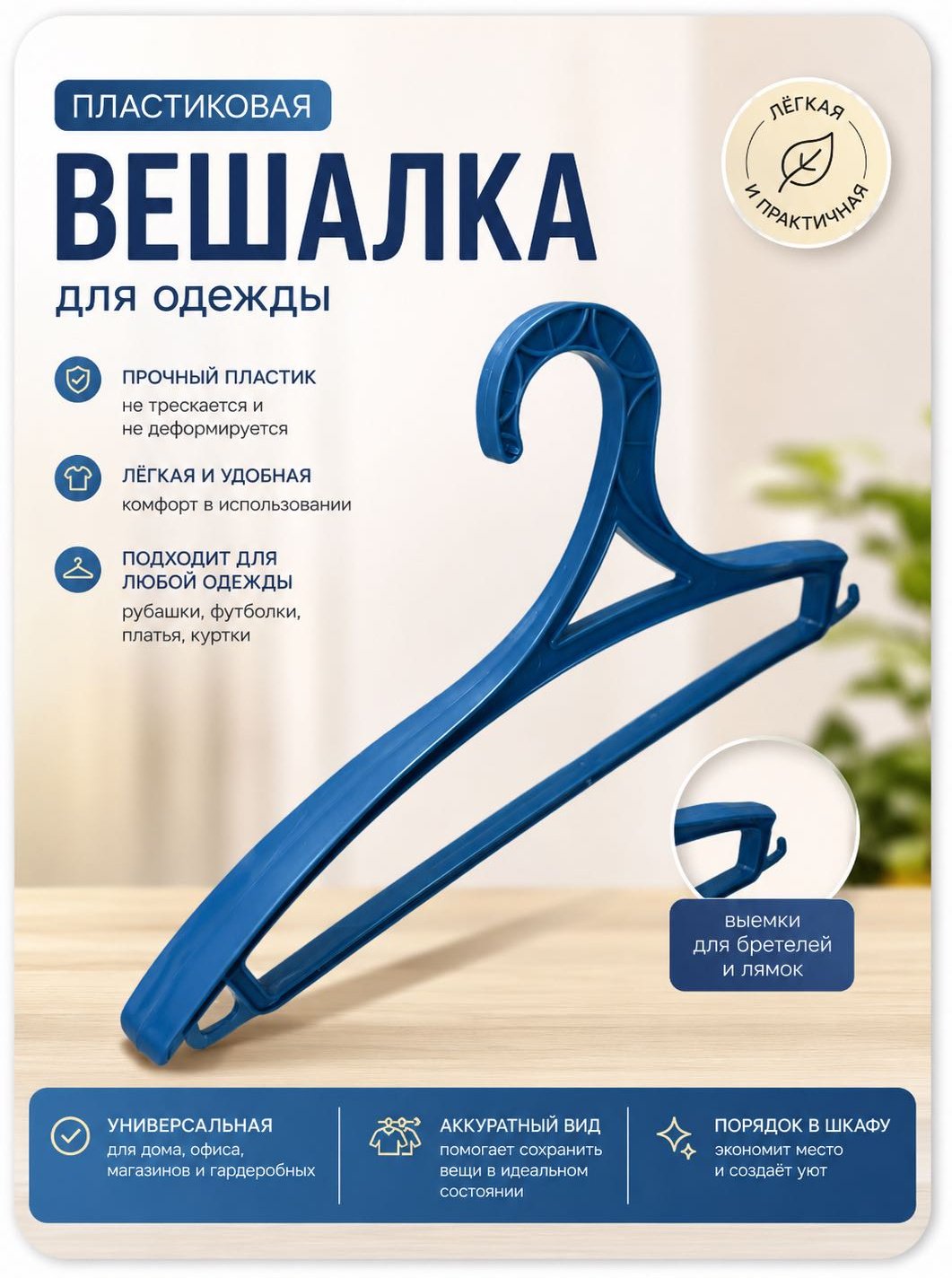 Вешалка 30338621_774042092 синий 1 шт купить,NaN