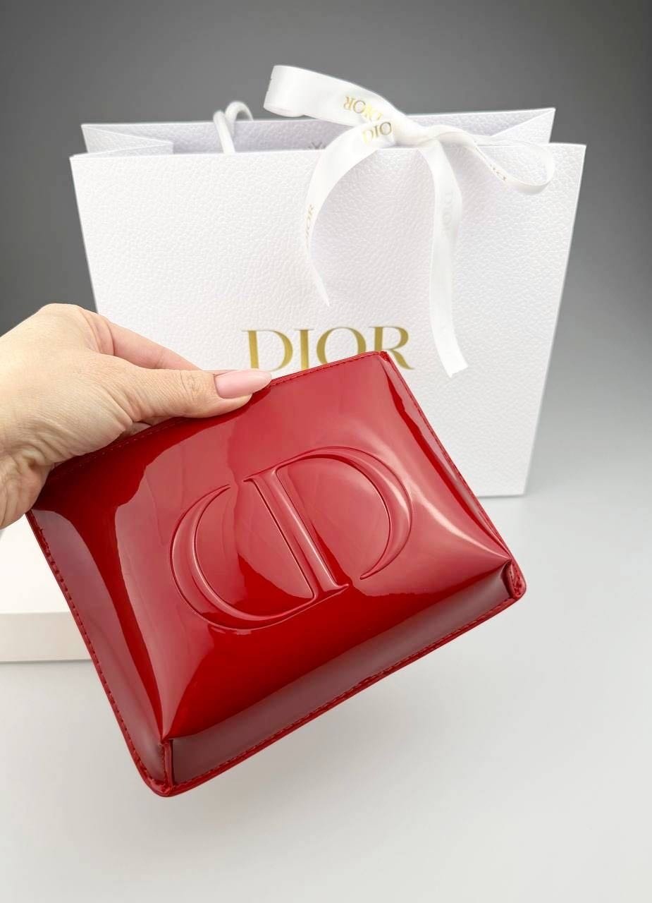 Dior косметичка искусственная кожа красный 11X16 см купить,NaN