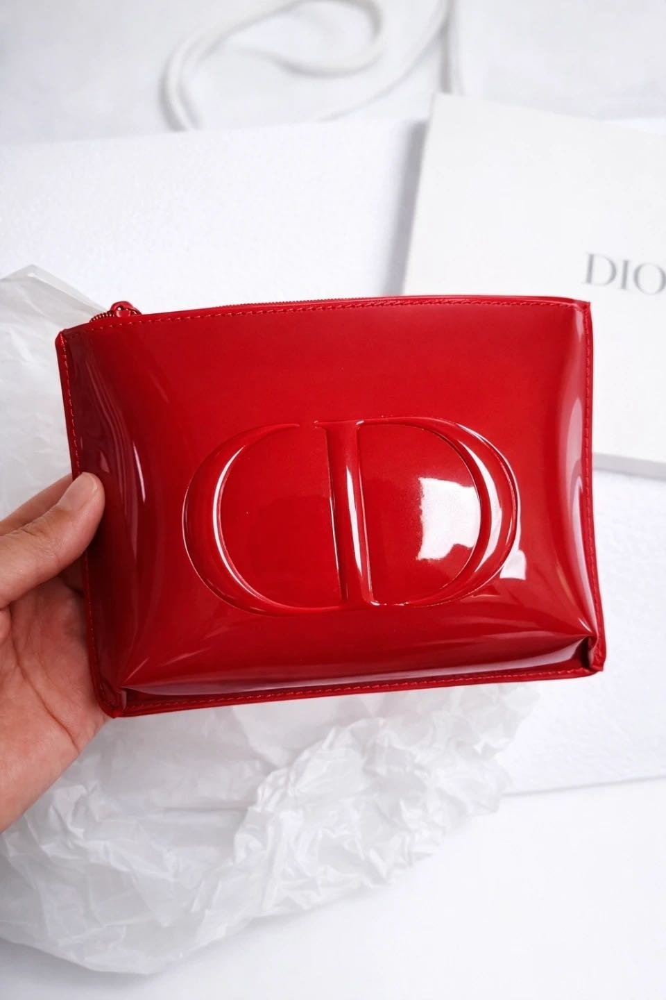 Dior косметичка искусственная кожа красный 11X16 см купить,NaN