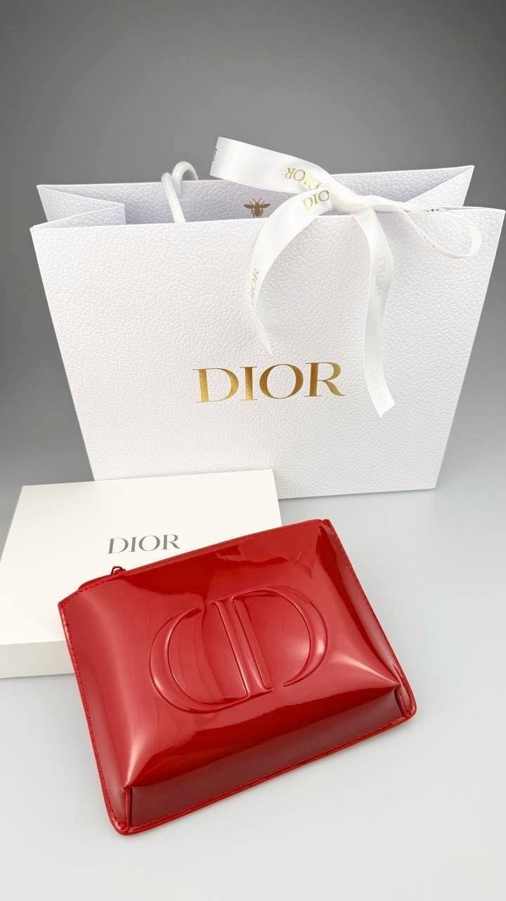 Dior косметичка искусственная кожа красный 11X16 см купить,NaN