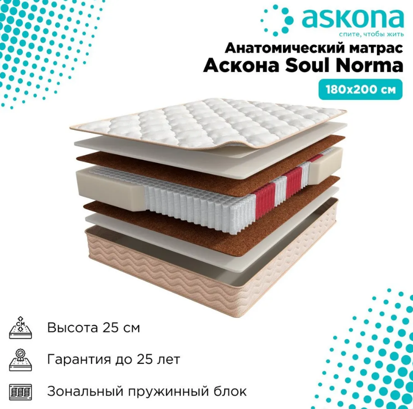 Матрас Askona SOUL Norma 180х200 купить,NaN