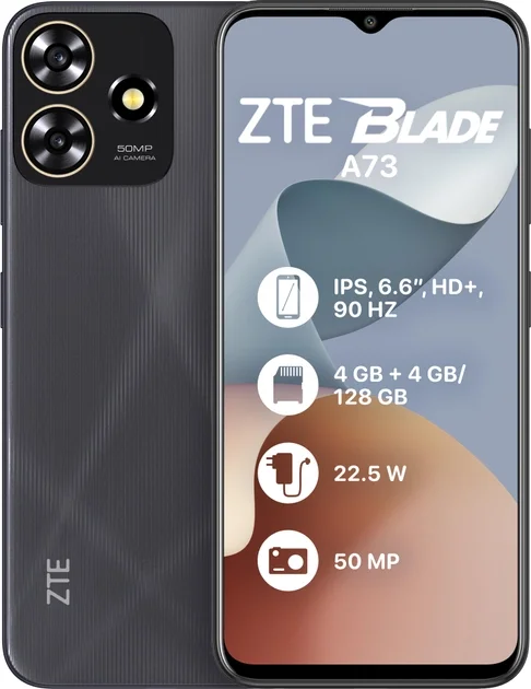 Смартфон ZTE Blade A73 4/128Gb Space Black купить,NaN