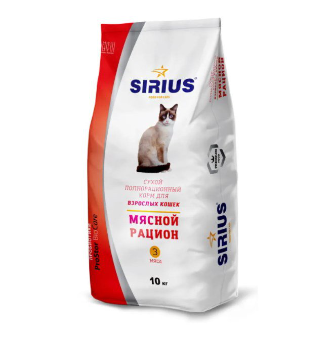 Сухой корм Sirius Мясной рацион 10кг купить,NaN