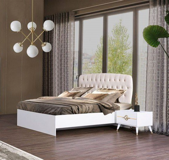 Кровать Lider Classik Calvin 160х200 бежевая купить,NaN