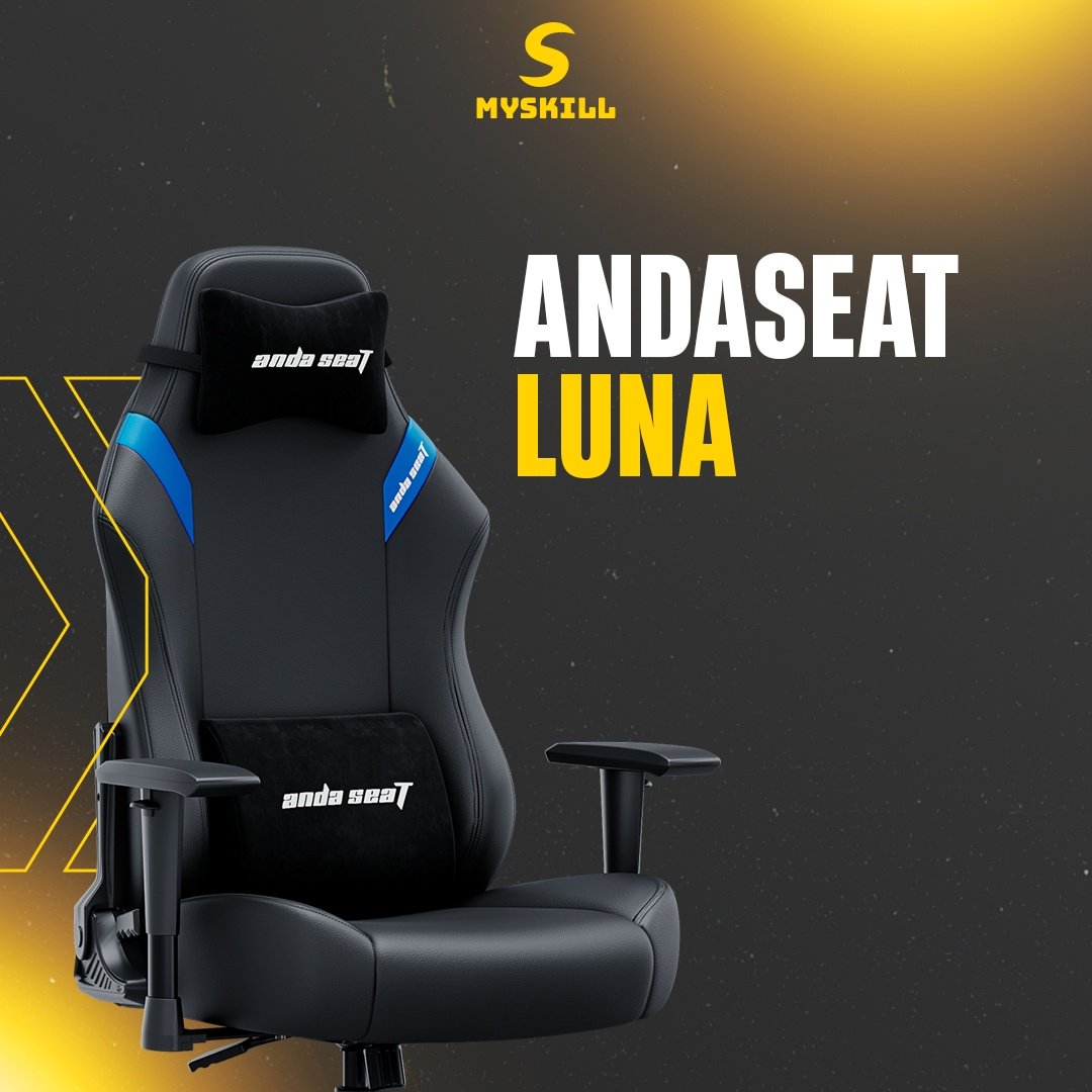Игровое кресло AndaSeat Luna Series AD18-44-BS-PV, черный, синий купить,NaN