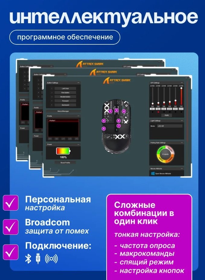 Мышь Attack Shark X6 черный купить,NaN