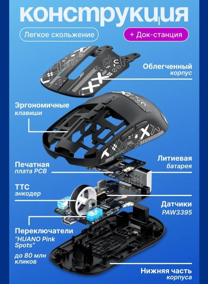 Мышь Attack Shark X6 черный купить,NaN