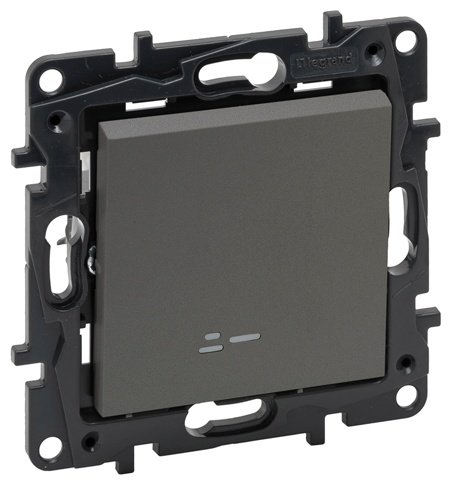 Выключатель клавишный Legrand Niloe Step 10А 863411, сталь купить,NaN