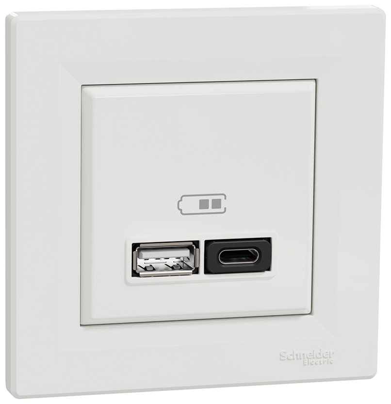 Schneider Electric встраиваемая EPH4700171, USB-розетка цвет антрацит купить,NaN