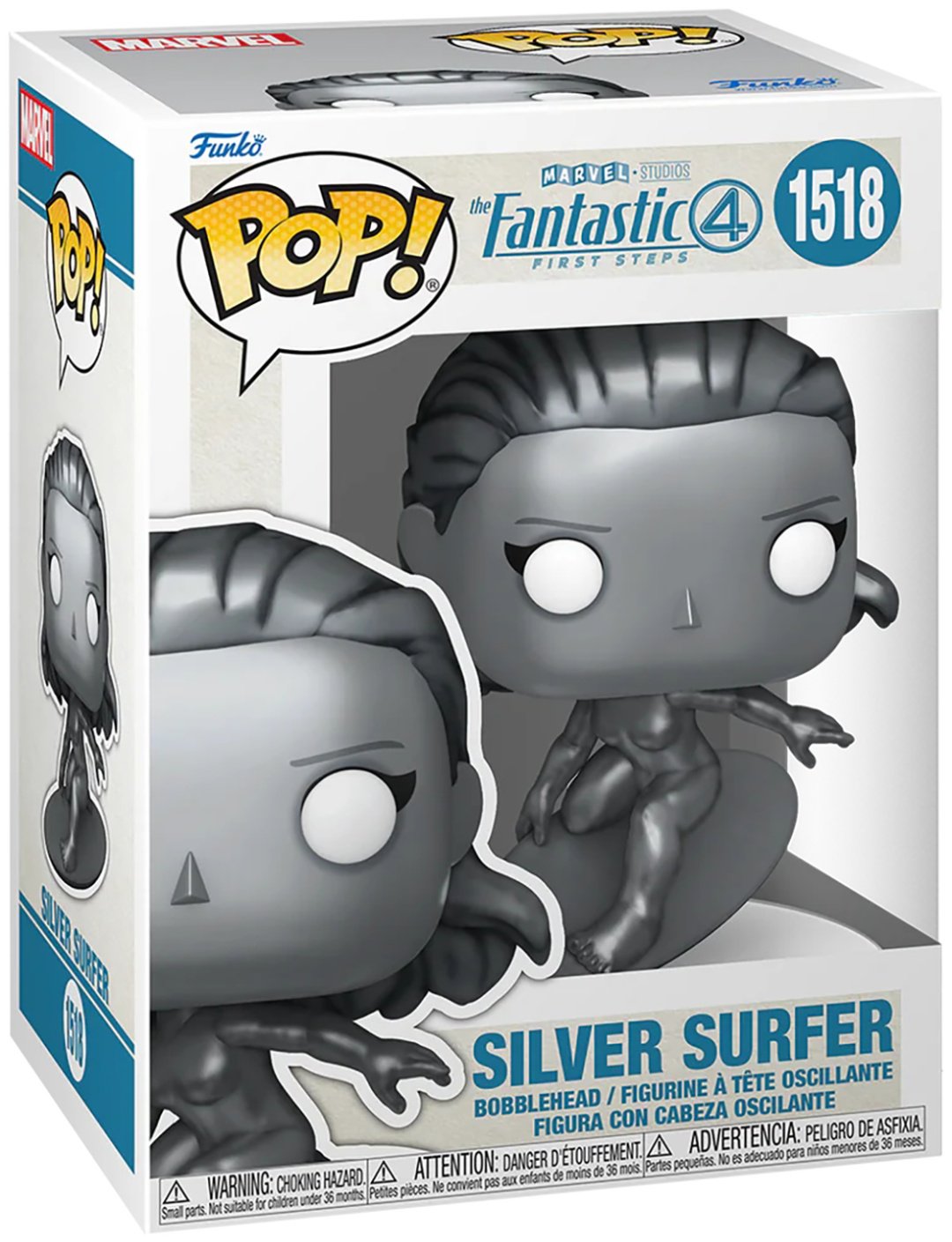 Funko Фигурка Funko POP! Bobble Marvel Fantastic Four FF Silver Surfer (1518) по мотивам фильма "Фантастическая четвёрка: Первые шаги". 10 см 1 шт купить,NaN