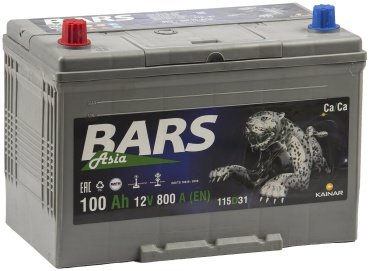 Аккумулятор Bars Аsia Jis 6СТ-100Ah -/+