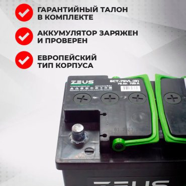 Аккумулятор ZEUS 00-963996 POWER 75 обратная купить,NaN