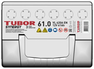 Аккумулятор TUBOR 4607008887075 SYNERGY 6CT-61.0 VL 61 Ач обратная купить,NaN