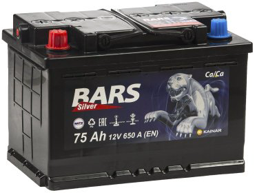 Аккумулятор Bars Silver 75Ah +/-