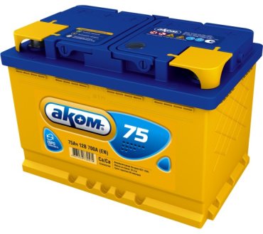 Аккумулятор AKOM 6СТ-75Аh -/+