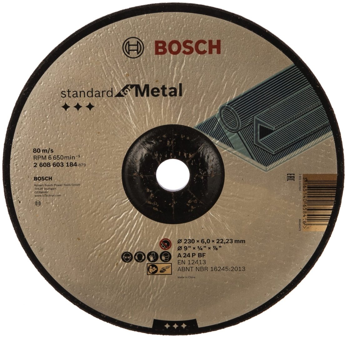Диск отрезной абразивный 230x22.2х6 мм, Bosch Standart Metal 2608603184 купить,1849