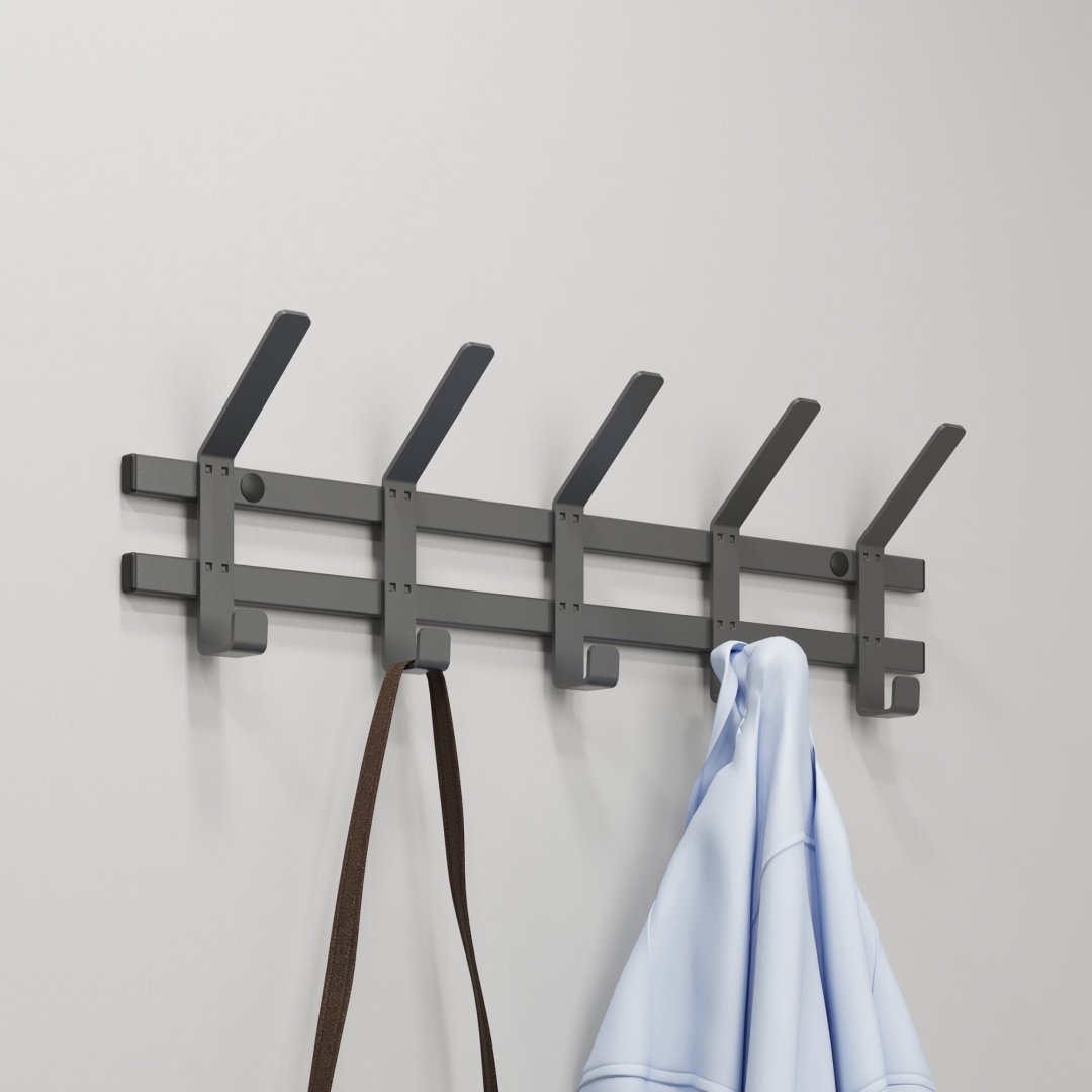 Вешалка настенная ЗМИ ТОРОНТО 5, металл, 58x16.8 см, серый, графит