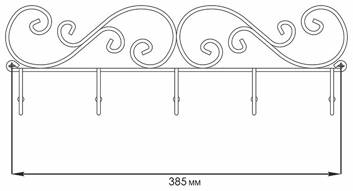 Вешалка настенная ЗМИ ВН 276 Б, металл, 40x13 см, белый