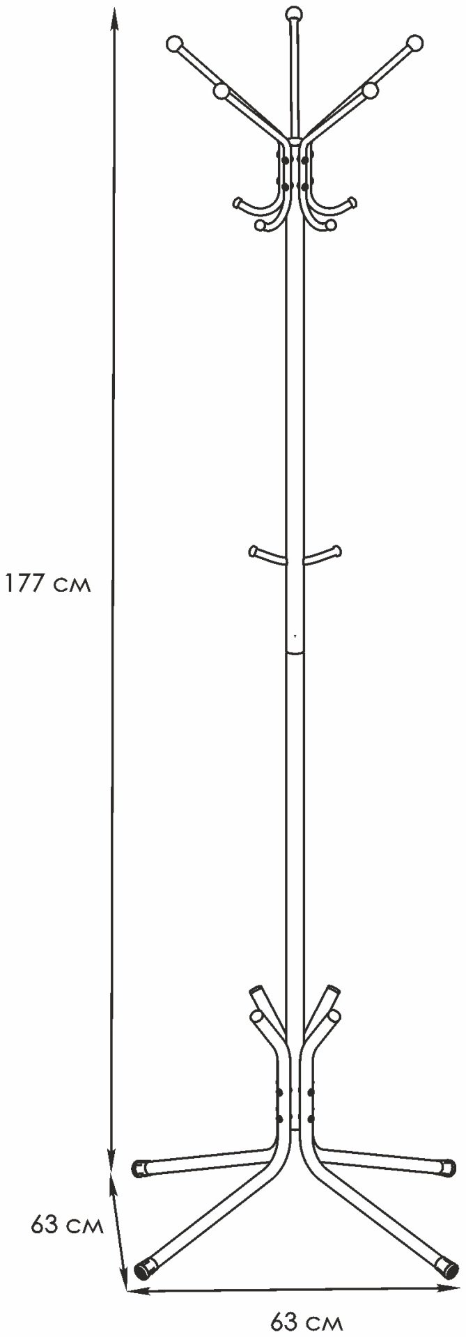Вешалка стойка ЗМИ Луч 5, металл, 63x177 см, коричневый
