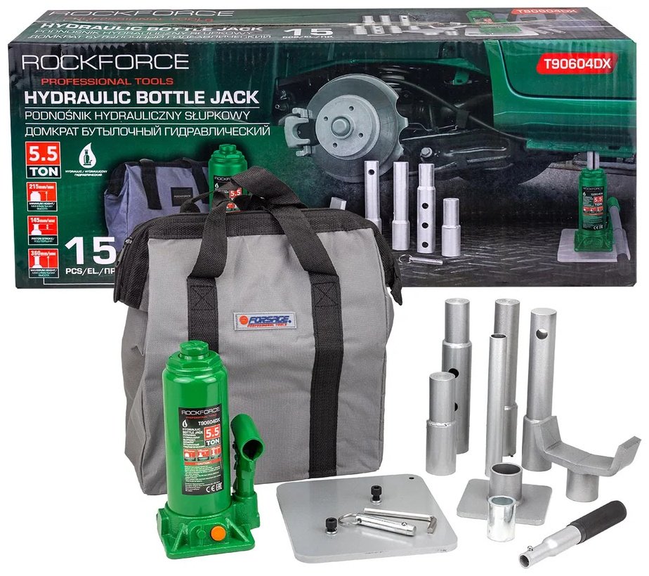 ROCKFORCE домкрат бутылочный RF-T90604DX 5.5 т