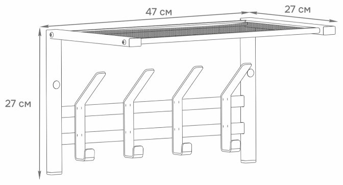 Вешалка настенная ЗМИ Торонто 11, металл, 26.8x26.8 см, черный