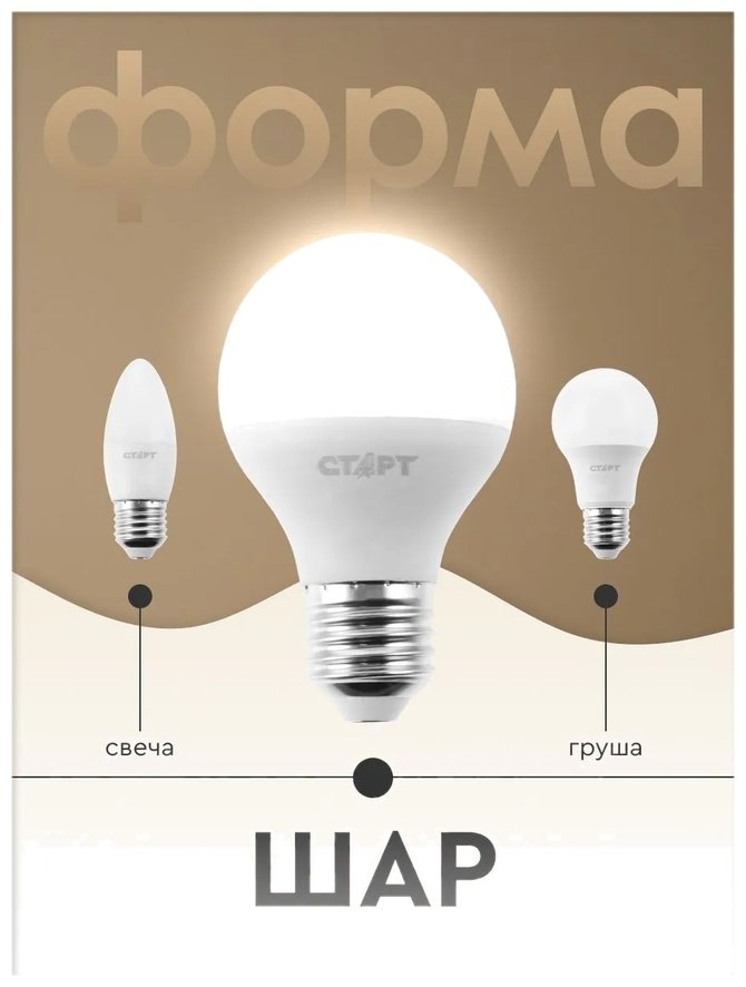 СТАРТ 8W E27, светодиодная, нейтральный белый