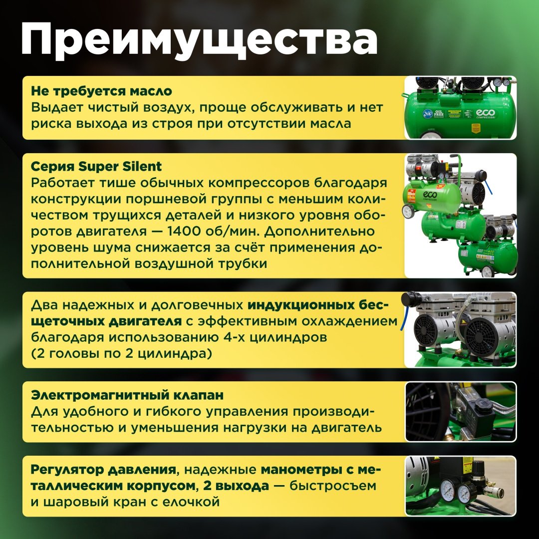 Компрессор безмасляный ECO AE-50-OF1 купить,127880