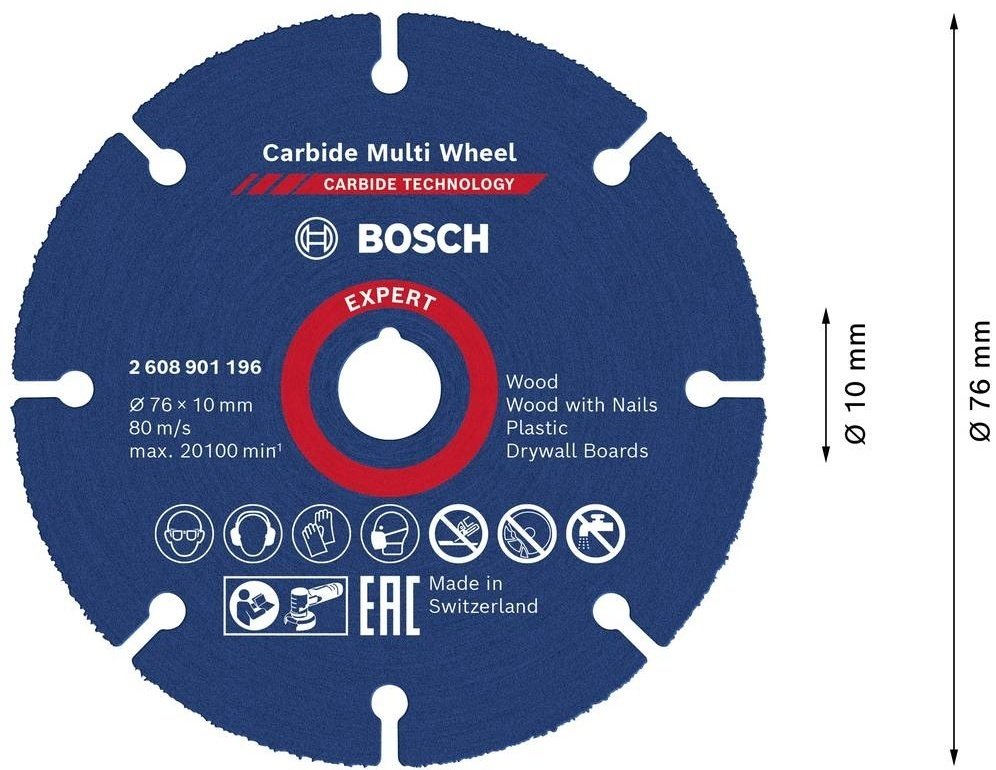 Диск отрезной по дереву 76x10х1 мм, Bosch 2608901196 купить,6626