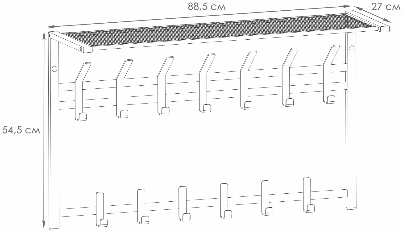 Вешалка настенная ЗМИ Торонто 32, металл, 88.5x54.5 см, серый, графит
