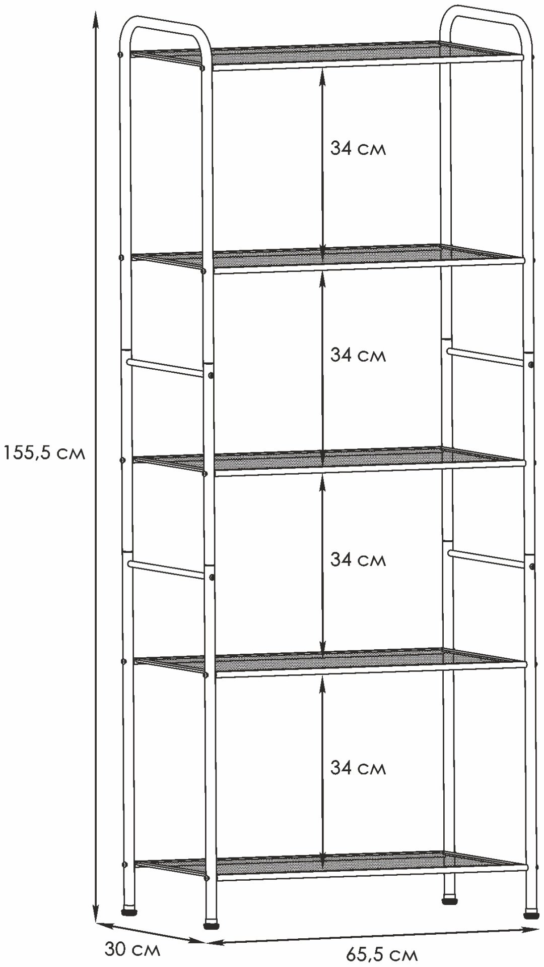Этажерка универсальная ЗМИ СТВ25 30x65.5x155.5 см, металл купить,23700