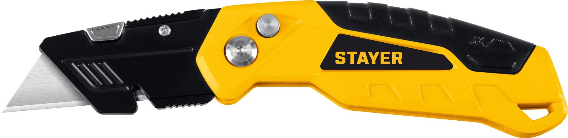 STAYER монтажный нож STAYER Hercules-А24, универсальный металлический нож с трапециевидным лезвием (0946) 1 шт