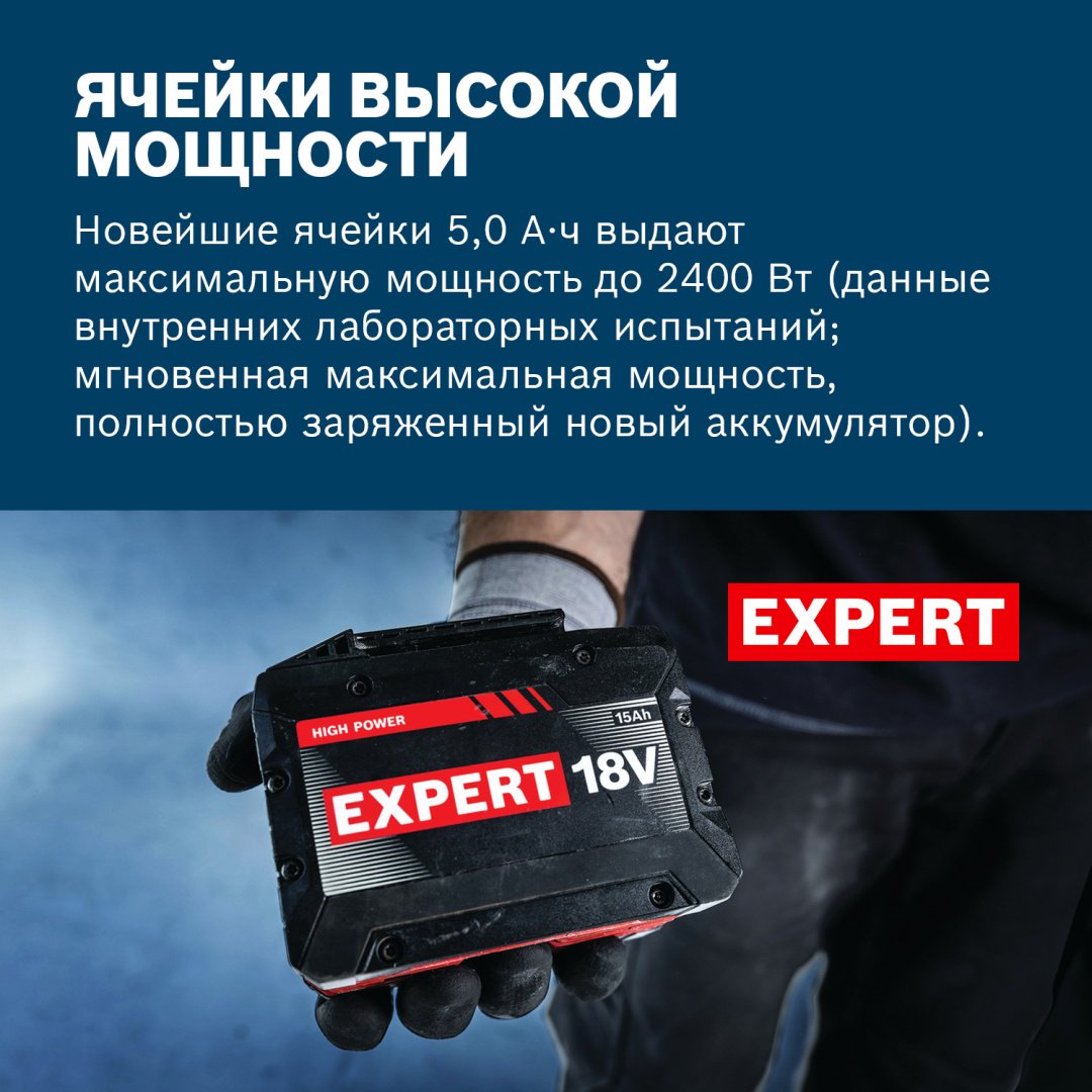 Bosch EXPERT аккумулятор высокой мощности EXBA 18V-150, 1600A036ZM Li-Ion 18 В 15 Ач 1 шт