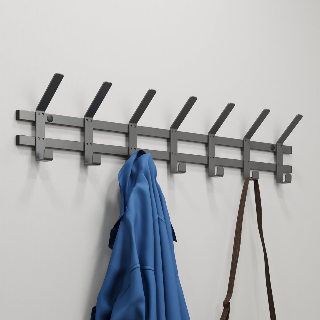 Вешалка настенная ЗМИ ТОРОНТО 7, металл, 82x16.8 см, серый, графит