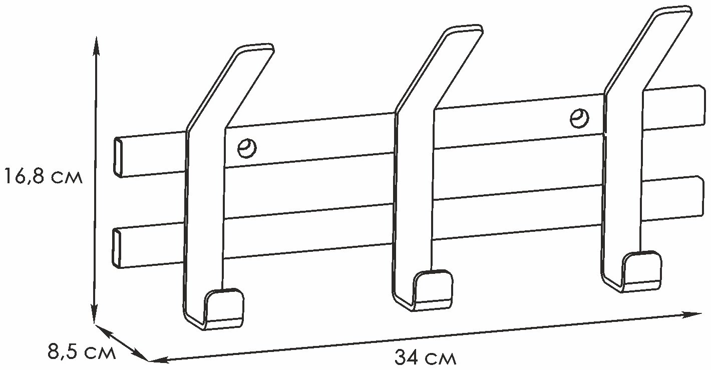 Вешалка настенная ЗМИ ТОРОНТО 3", металл, 34x16.8 см, серый, графит