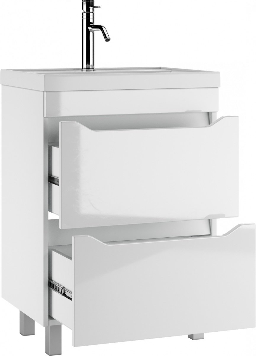 Тумба с раковиной KABINKA.KZ Bazis 60 Ева, 59x71.6x44.5 см, белый