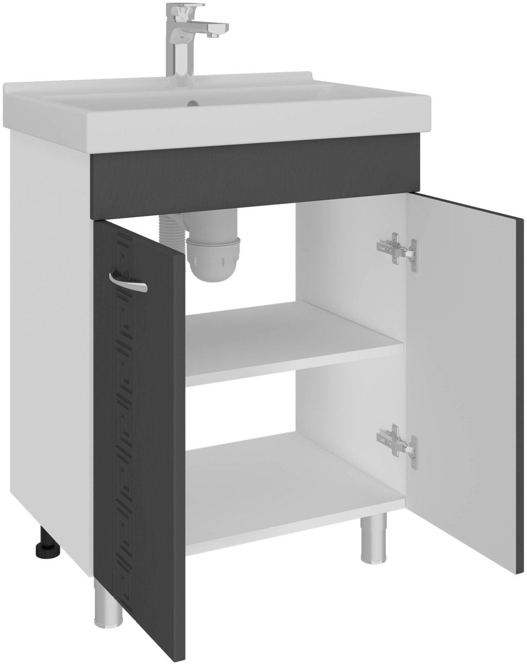 Тумба с раковиной AVK Афина 2 двери, 70x70x47 см, белый, серый