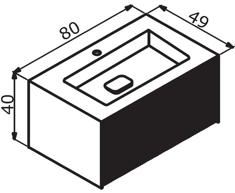 Тумба с раковиной Cube 80 3000373, 80x40x49 см, серый