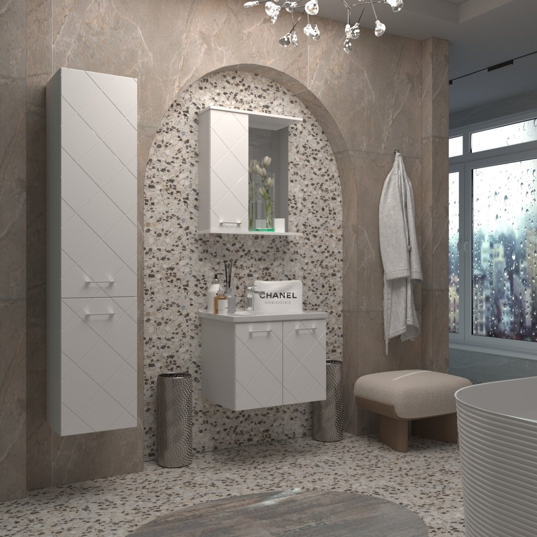 Тумба с раковиной AVK ТН 2Двери 70 Астра, 70x52x47 см, белый