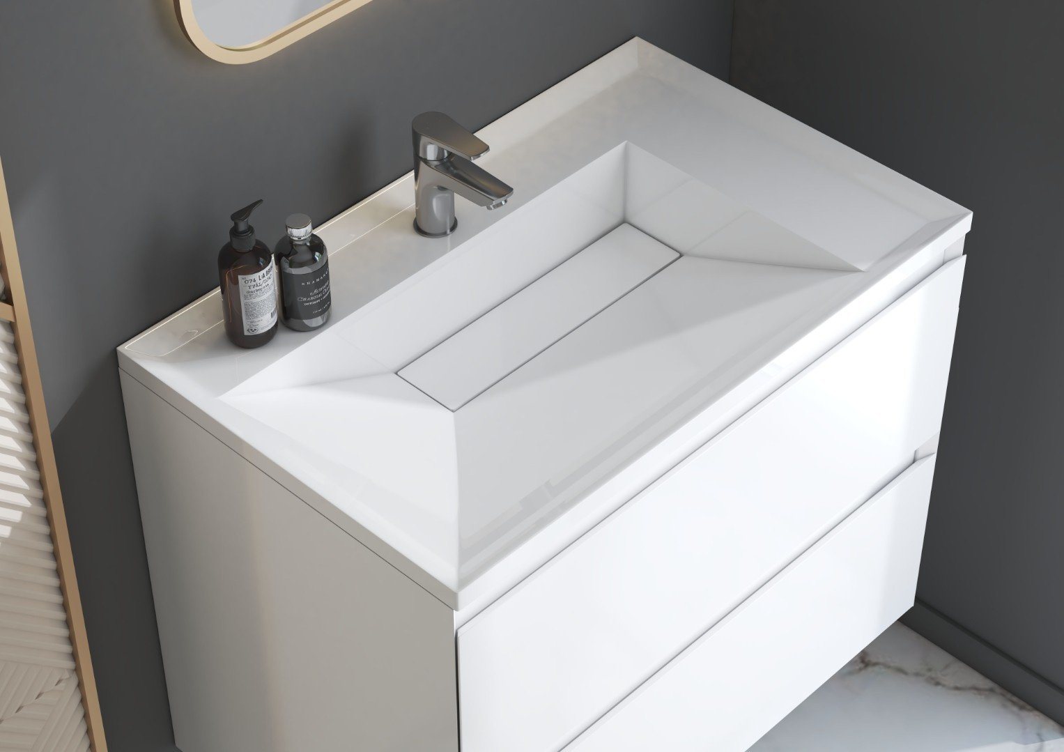 Тумба с раковиной KABINKA.KZ Quadro 800, 79.8x60.7x49.8 см, белый