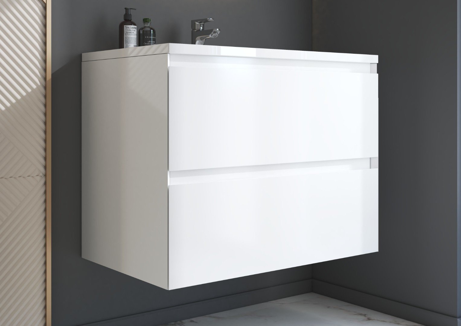 Тумба с раковиной KABINKA.KZ Quadro 800, 79.8x60.7x49.8 см, белый