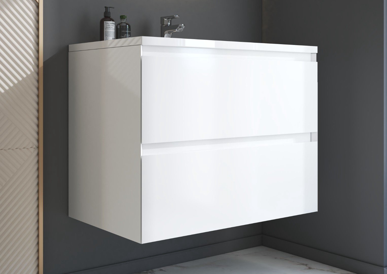 Тумба с раковиной Kabinka.kz Quadro 800 79.8x60.7x49.8см белый купить,NaN