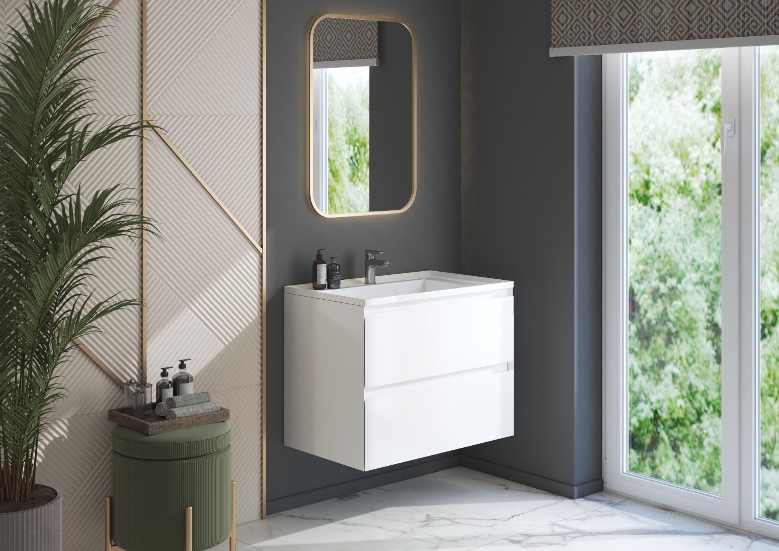 Тумба с раковиной KABINKA.KZ Quadro 800, 79.8x60.7x49.8 см, белый