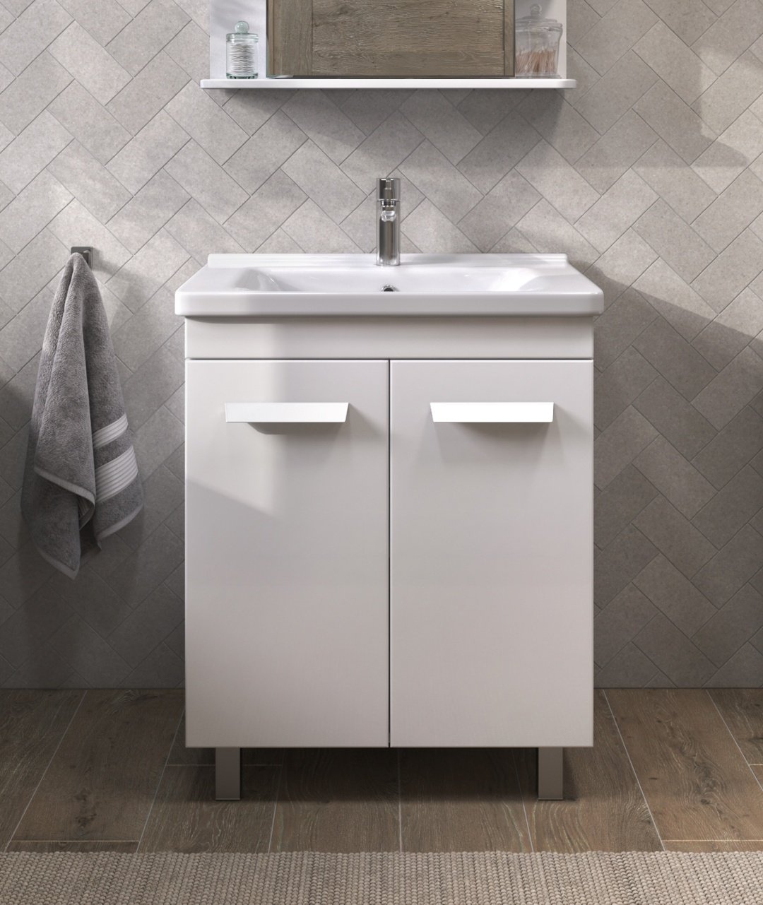 Тумба с раковиной KABINKA.KZ Nova, 70x83x45 см, белый