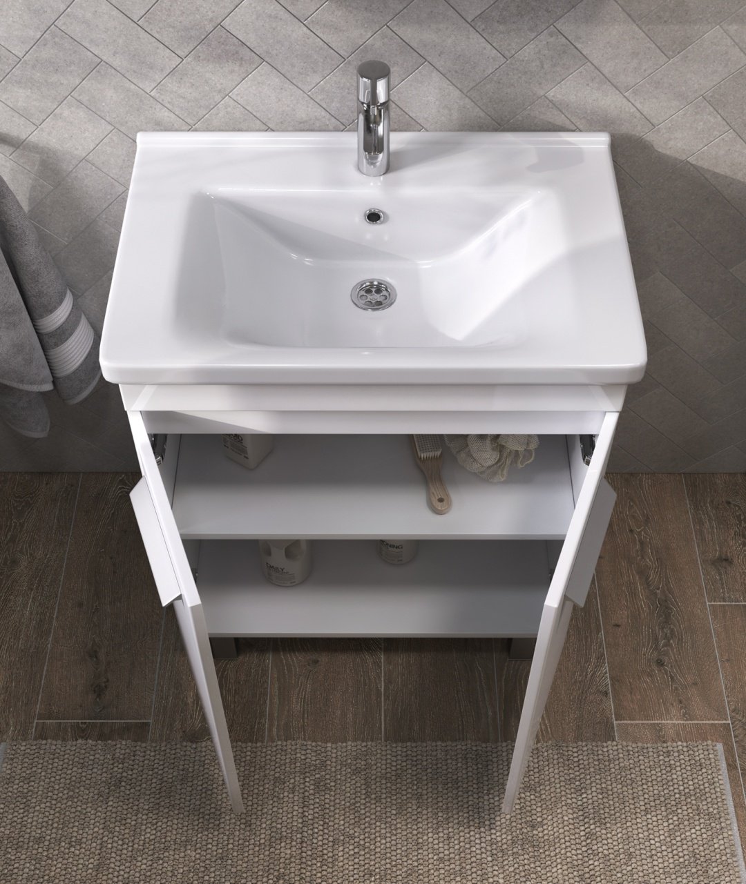 Тумба с раковиной KABINKA.KZ Nova, 70x83x45 см, белый