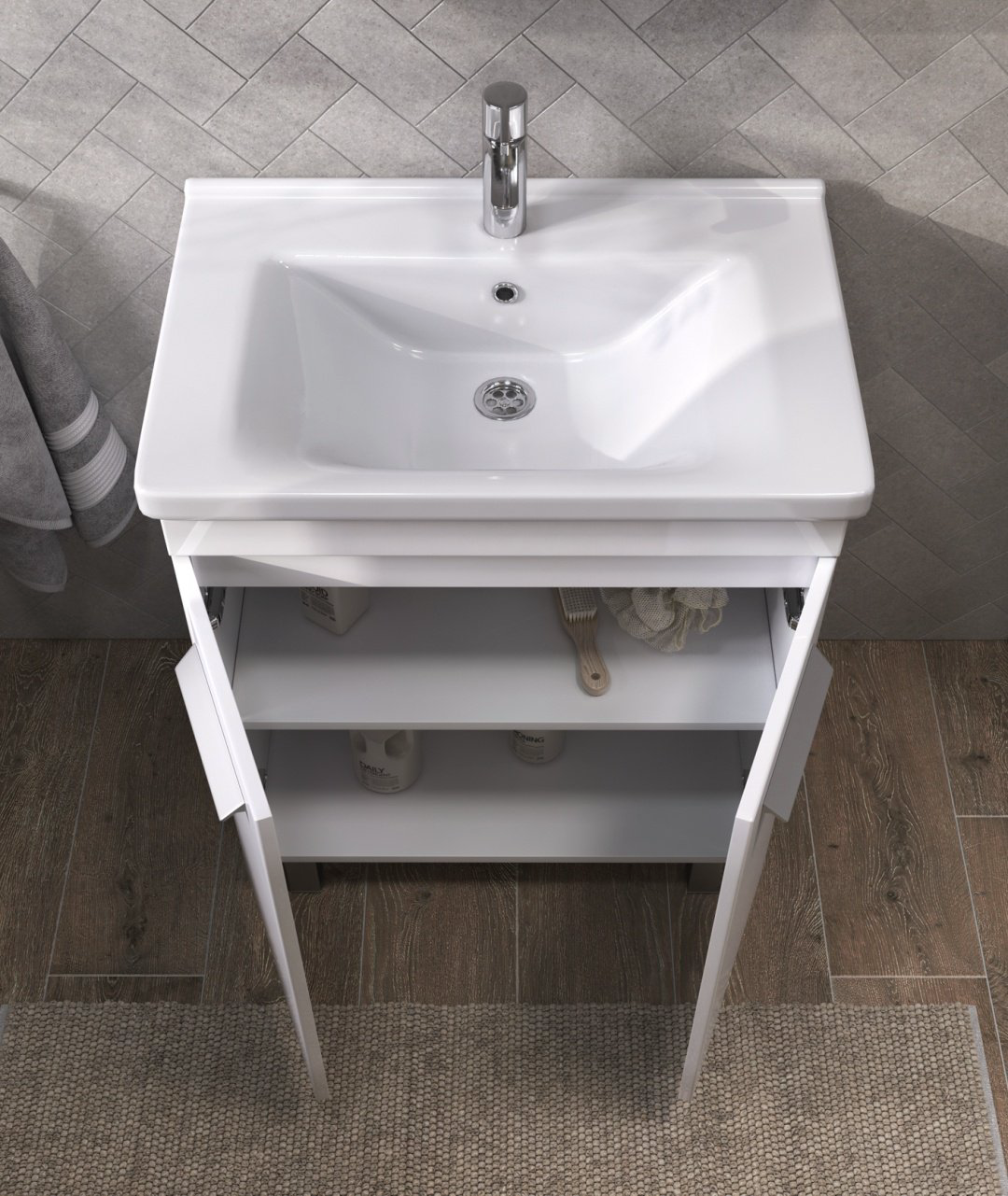 Тумба с раковиной KABINKA.KZ Nova, 70x83x45 см, белый купить,NaN